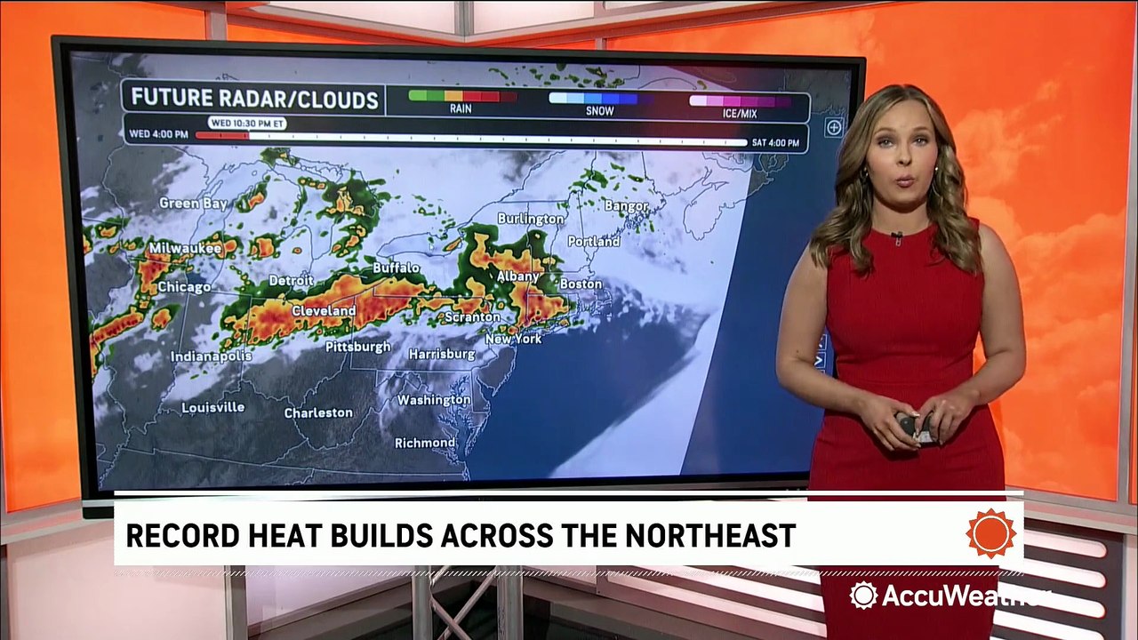 Record-challenging heat builds as storms arrive in the Northeast