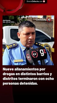 Nueve allanamientos por drogas en distintos barrios y distritos terminaron con ocho personas detenidas.