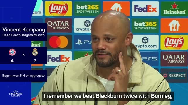Kompany compares beating Real Madrid with Burnley derby wins