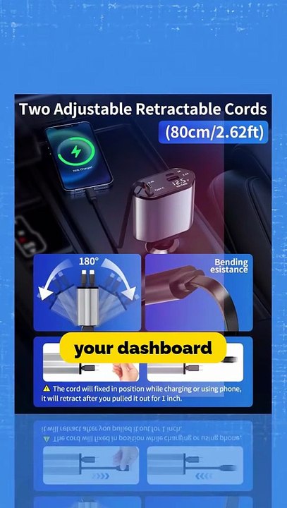 BERTHALESS Retractable car charger 4in1
