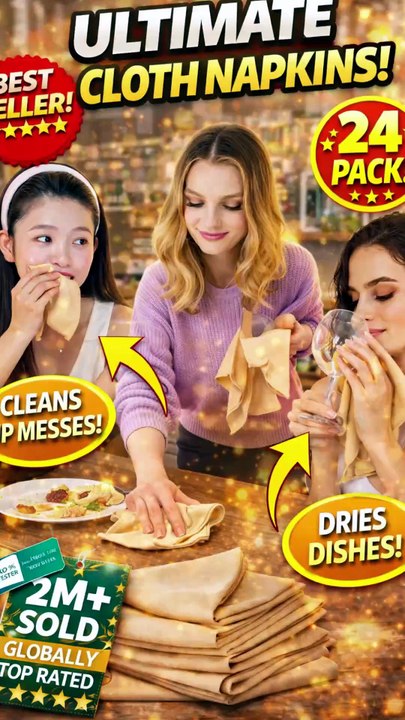 Cloth Napkins 24 Pack – Reusable Polyester Dinner Napkins