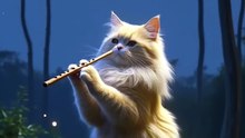 Moonlight Melody of the Fluffy Flutist 😻🌙  Magical Cat Music Scene