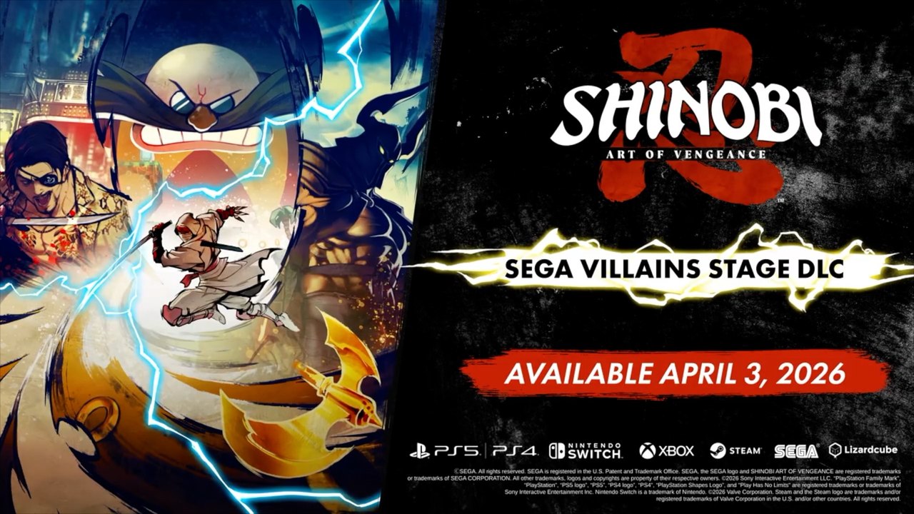 Shinobi Art of Vengeance Official SEGA Villains Stage DLC Release Date Animated Trailer