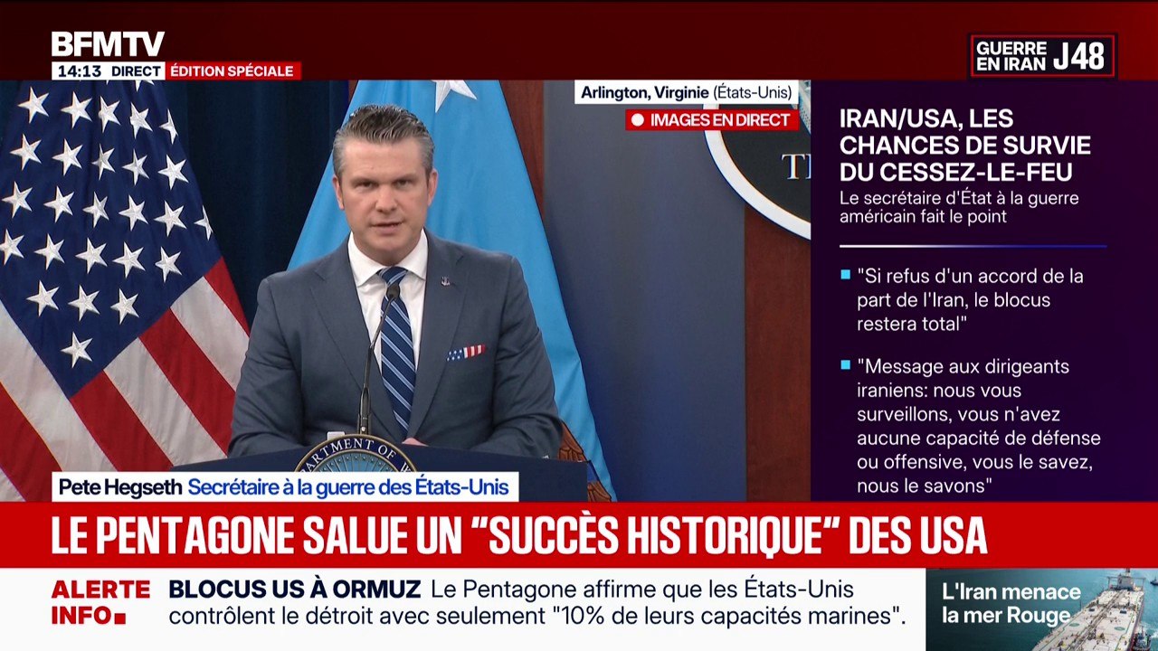 Guerre au Moyen-Orient: "Je vous demande de voir le succès historique de notre opération", lance Pete Hegseth, secrétaire à la Défense américain