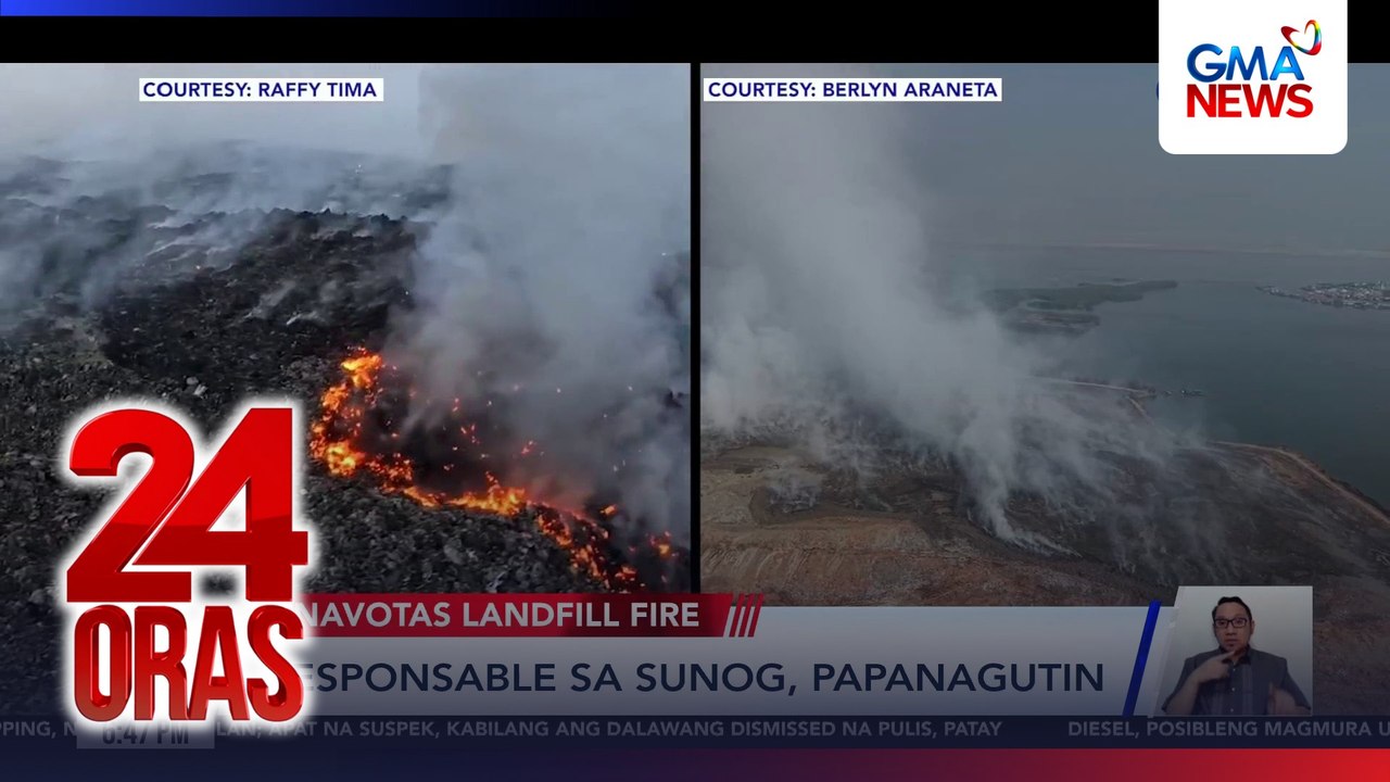 DPWH sends heavy equipment to aid in extinguishing Navotas landfill fire. | 24 Oras