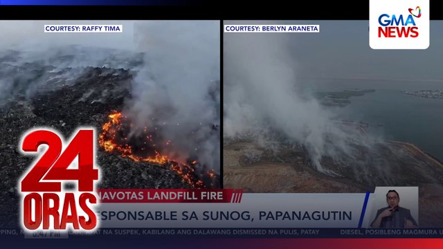DPWH sends heavy equipment to aid in extinguishing Navotas landfill fire. | 24 Oras