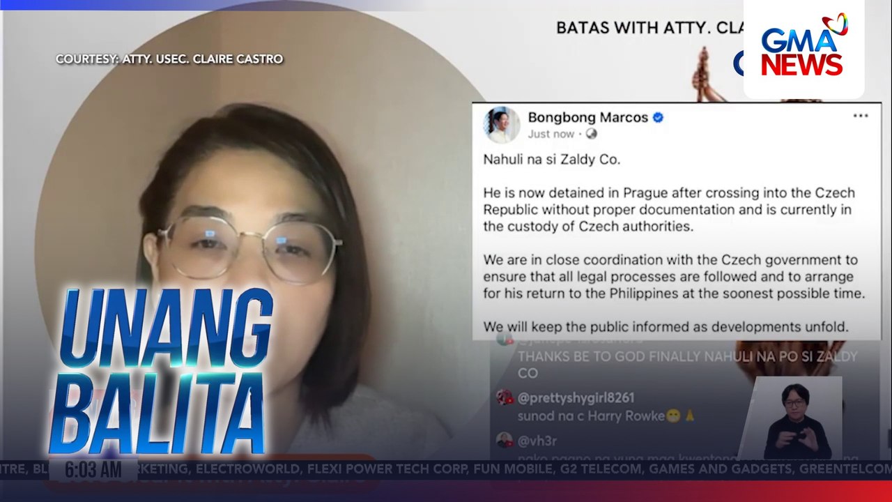 Gobyerno ng Pilipinas, nakikipag-ugnayan sa Czech Republic para mapauwi si Zaldy Co na naaresto roon | Unang Balita