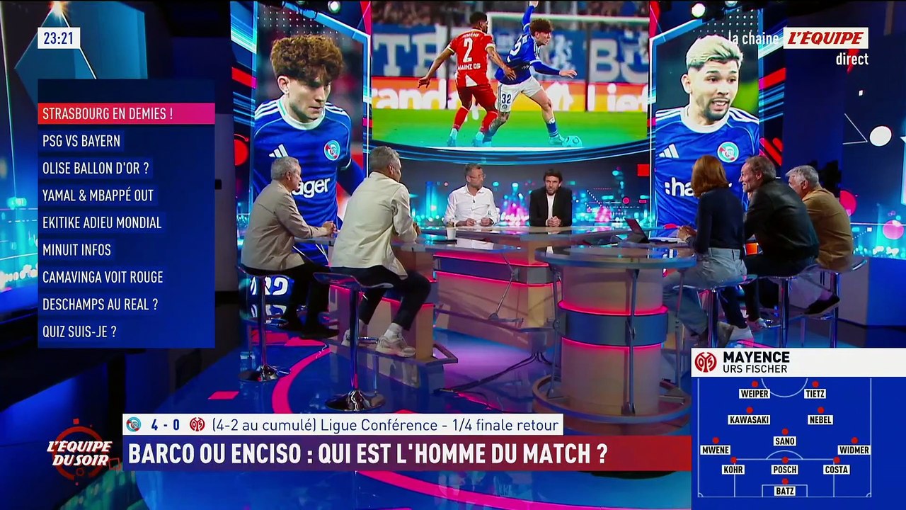 Averti avant la pause avec Strasbourg, Valentin Barco manquera la demi-finale aller face au Rayo Vallecano - Foot - Ligue des champions