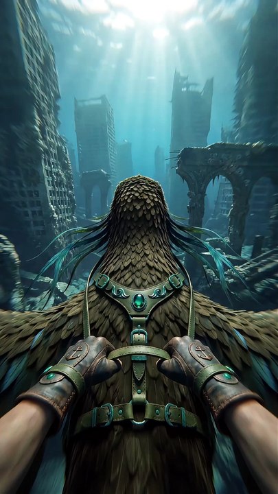 A whole city swallowed by the ocean. 🌊 We fly through what's left.