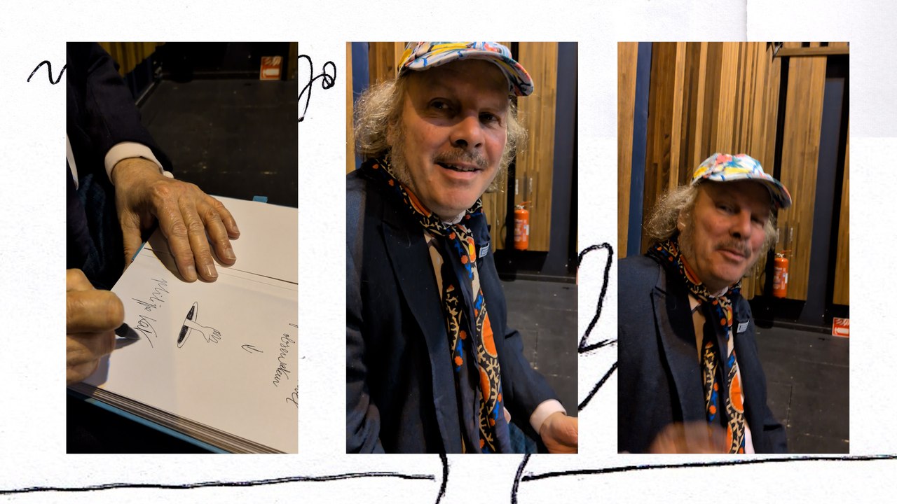 Philippe Katerine esquisse un bras sortant d'un trou