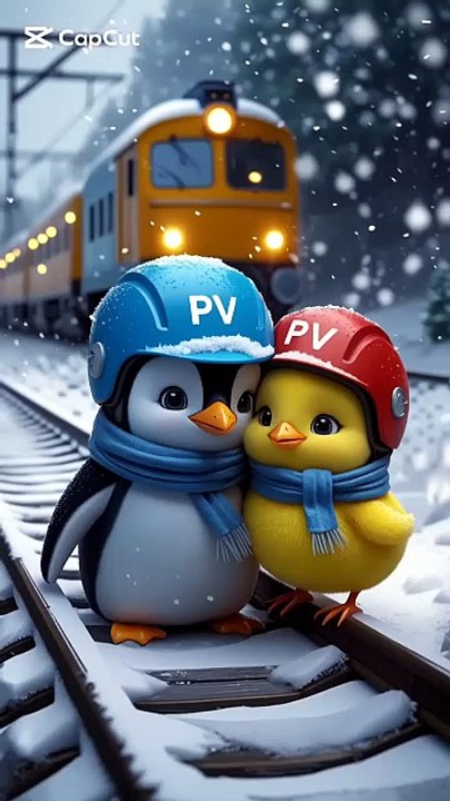 Penguin Chick in Snow 🐧❄️  PV Express Adventure 🚄✨