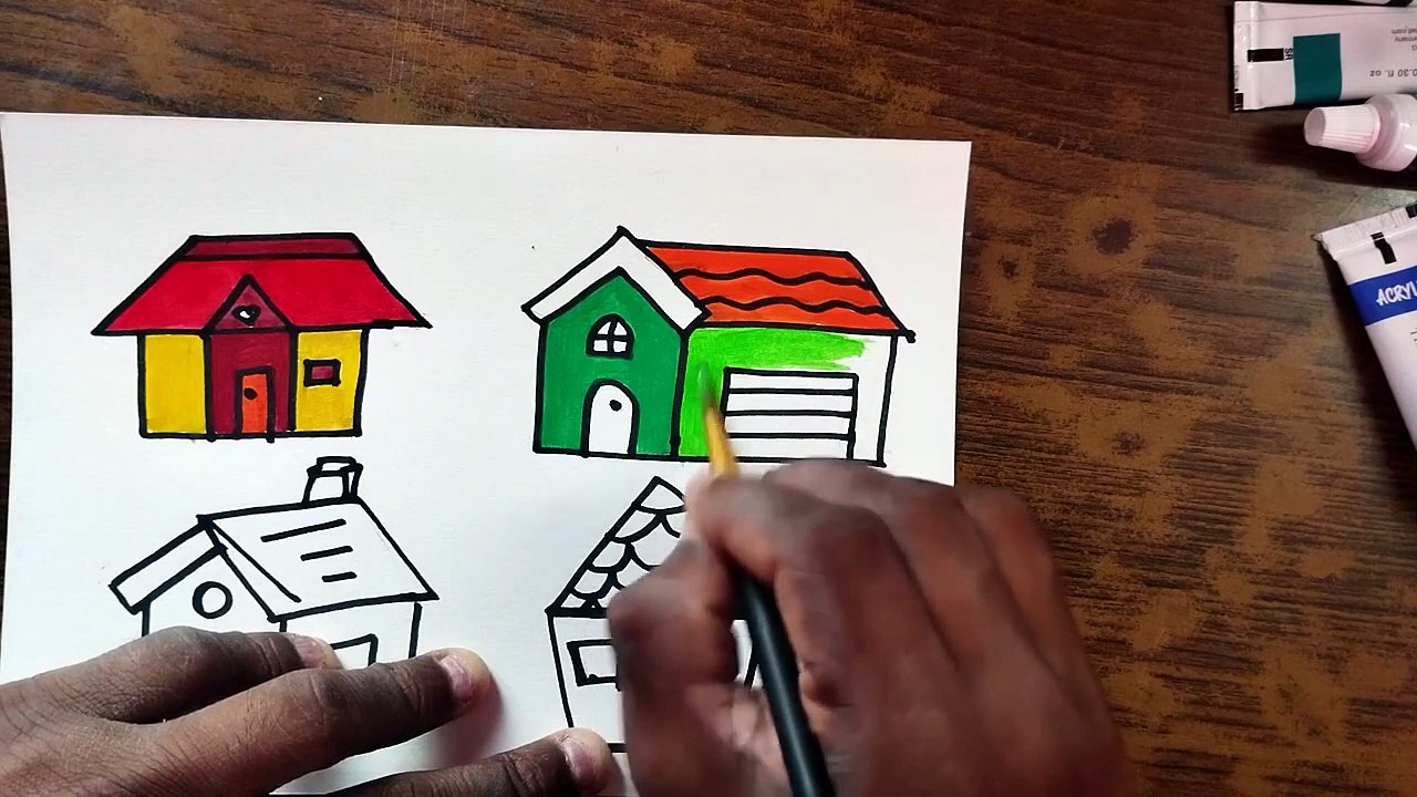 Easy House Drawing _ How to Draw House for Beginners For Step by step _ Colouring Page