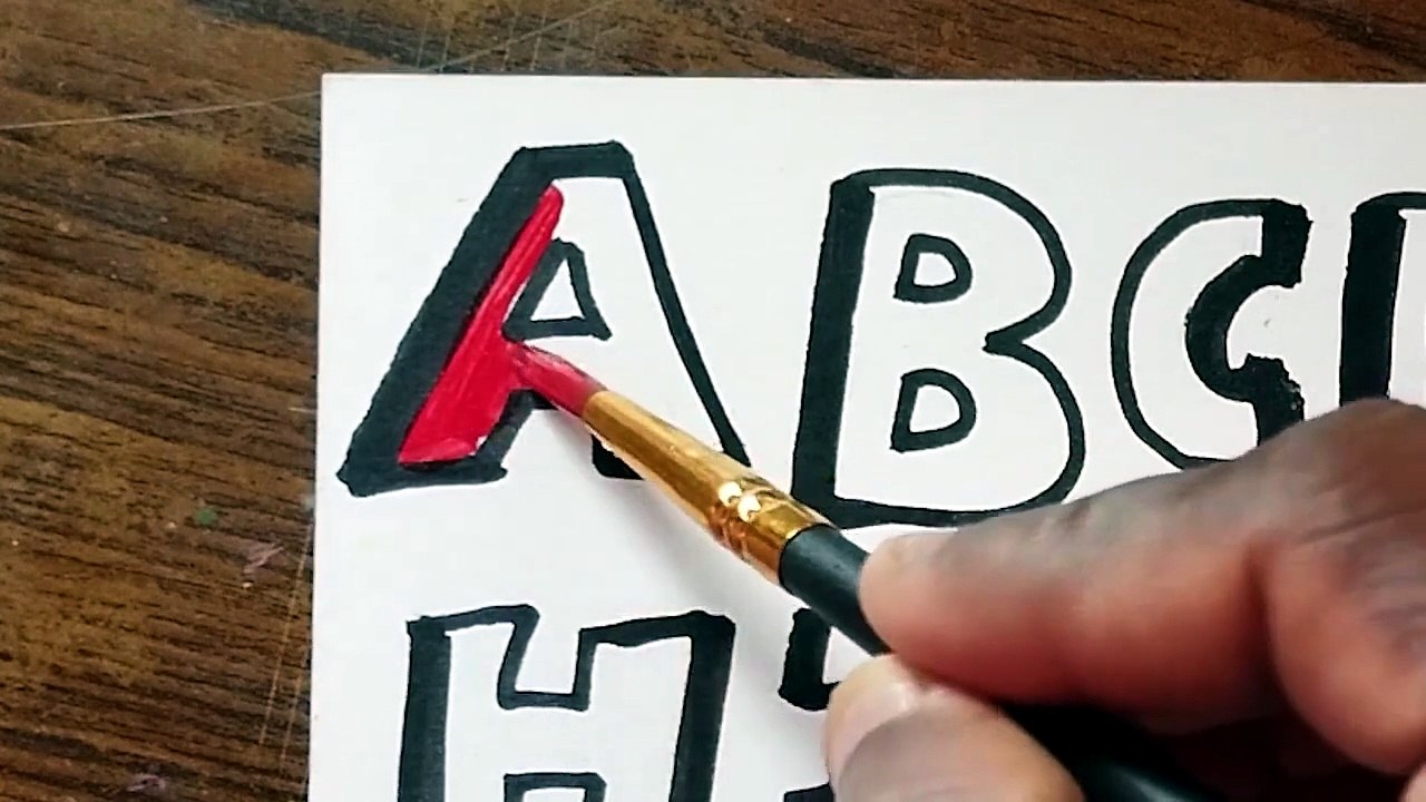 How to Draw Alphabet  A to Z Words step by step _  Colouring and Drawing for kids