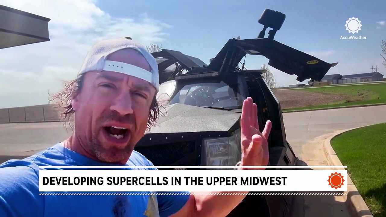 Supercell storms in development in Upper Midwest