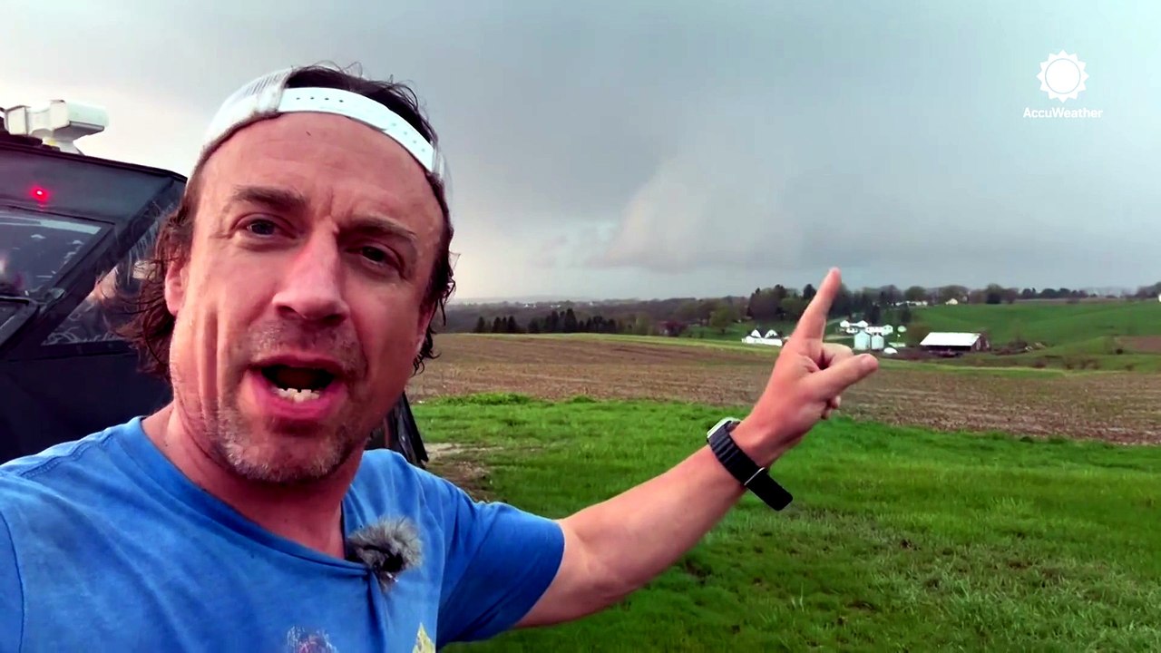 Storm chasers track a tornado-warned storm in Illinois