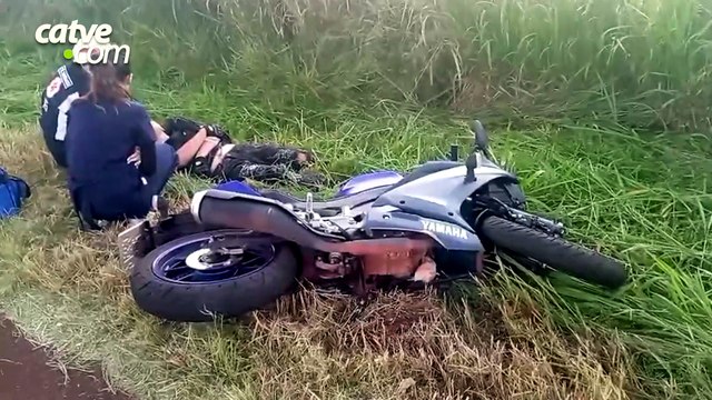 Motociclista fica ferido após sair da pista na BR-369 em Cascavel