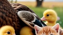 لحظات من اللطف: قطة وصغار البط في أجمل علاقة صداقة.