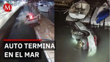 Conductor pierde el control y termina sobre lanchas en Veracruz