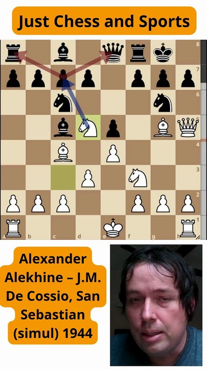 Alekhine sacrifica el caballo y vence a De Cossio (1944)