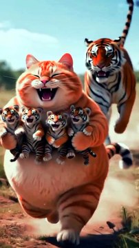 Orange Cat 🐈#kitten #orangecat #cat #funny #aicat catlovers cartoon haha funnyvideos cutecat catlover kitty tiger 😺 vs tiger 🐅🐯🐯