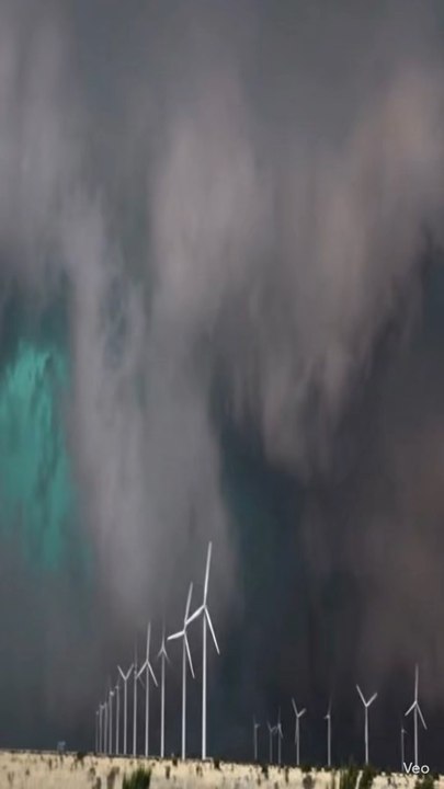 Unbelievable scenes - Thunder, lightning, windmills and blue sky! #weatherlovers #naturelovers #tornado