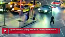 Şişli'de feci kaza! Direk turistin üzerine devrildi