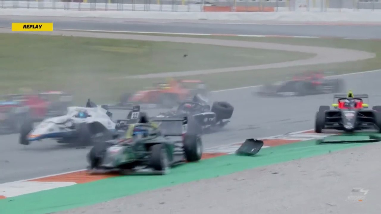 F4 Spanish Championship 2026 Valencia Race 2 Start Big Crash