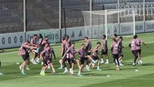 La cara de Camavinga durante el entrenamiento del Real Madrid