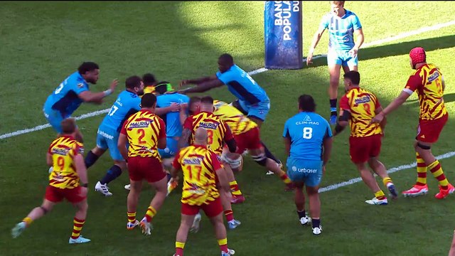 TOP 14 - Essai de Giorgi BERIA (USAP) - Montpellier Hérault Rugby - USA Perpignan