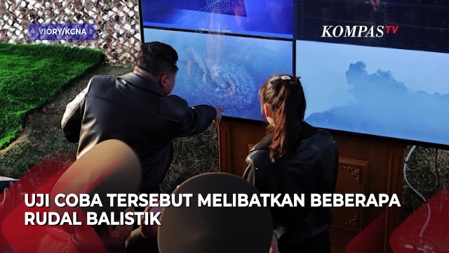 Kim Jong Un dan Putrinya Awasi Uji Coba Rudal Balistik Taktis Korea Utara