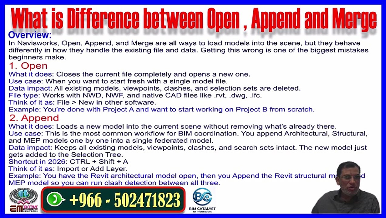 Navisworks 2026 Open vs Append vs Merge Explained  BIM Coordination Tutorial  Part-B