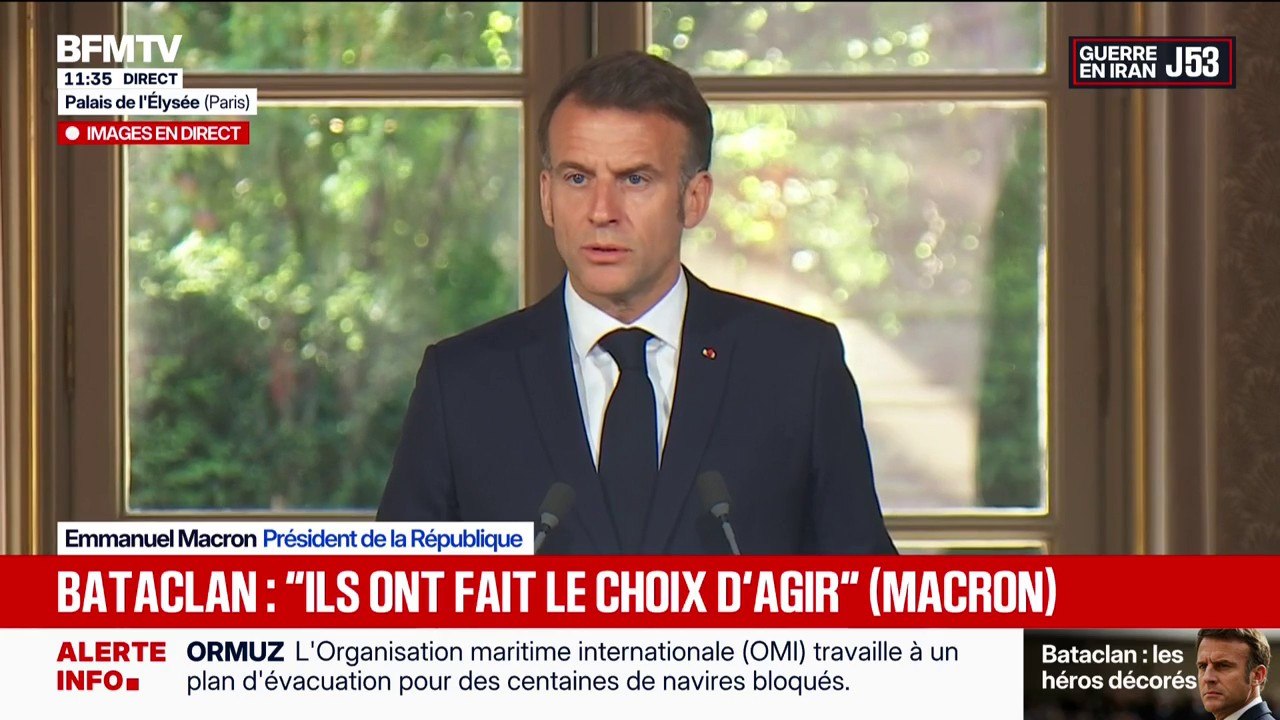 Attentats du 13-Novembre: "Je salue le président de la République François Hollande, le Premier ministre, Manuel Valls, le ministre de l'Intérieur, Bernard Cazeneuve. Je salue leur sang-froid, leur courage", déclare Emmanuel Macron