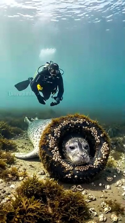 Scuba Diver Saves Stranded Seal from Entrapment! #rescue #animals #wildlife
