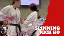 Spinning kick ends martial arts bout in seconds