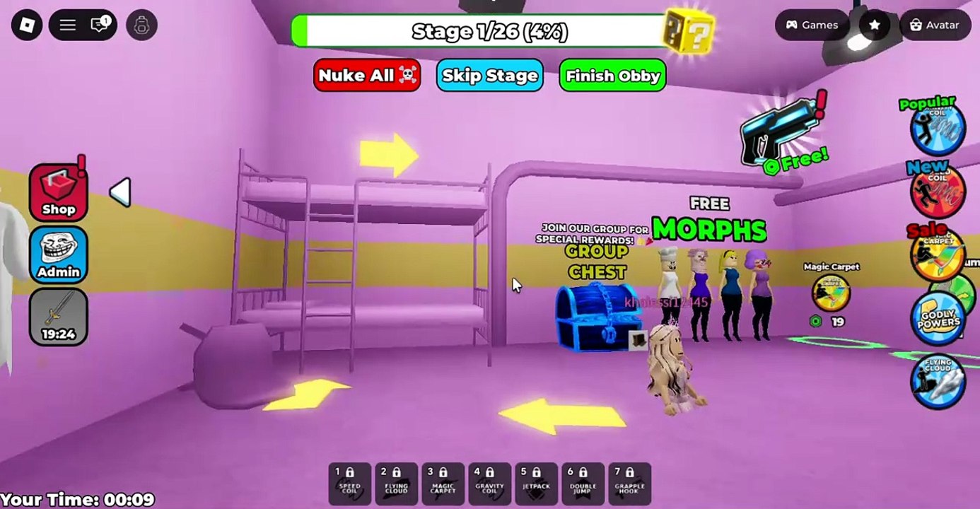 woman police prison run obby escape challenge part 1