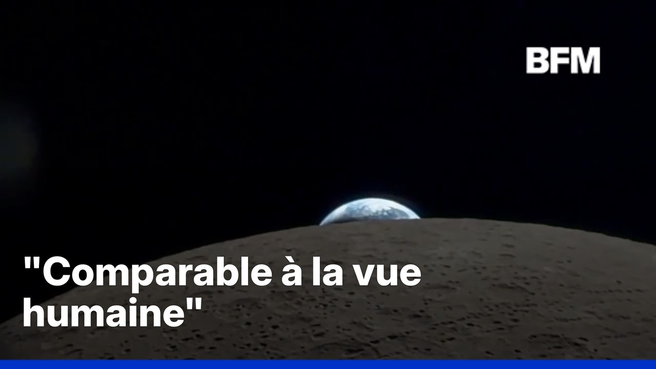 Un astronaute filme un coucher de Terre derrière la Lune