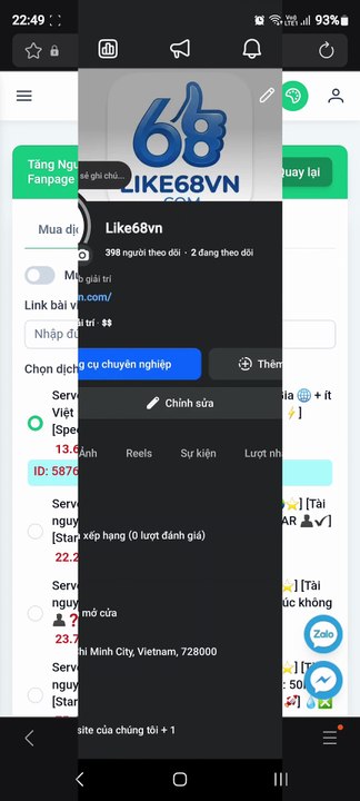 Hướng dẫn tăng người theo dõi trang cá nhân và fanpage Facebook trên hệ thống like68vn