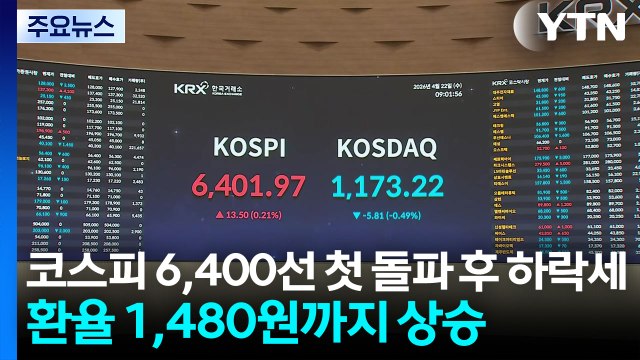 코스피 6,400선 첫 돌파 후 하락세...환율 1,480원까지 상승 / YTN
