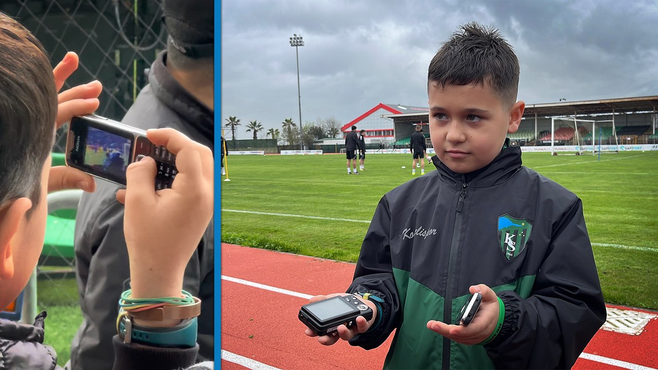 Golü tuşlu teflonuyla kaydeden minik taraftara, Serdar Dursun kamera hediye etti
