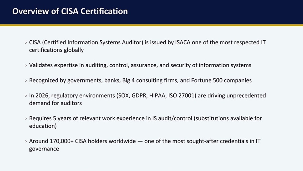 CISA Certification Guide 2026 Audit, Risk & Compliance Career Roadmap