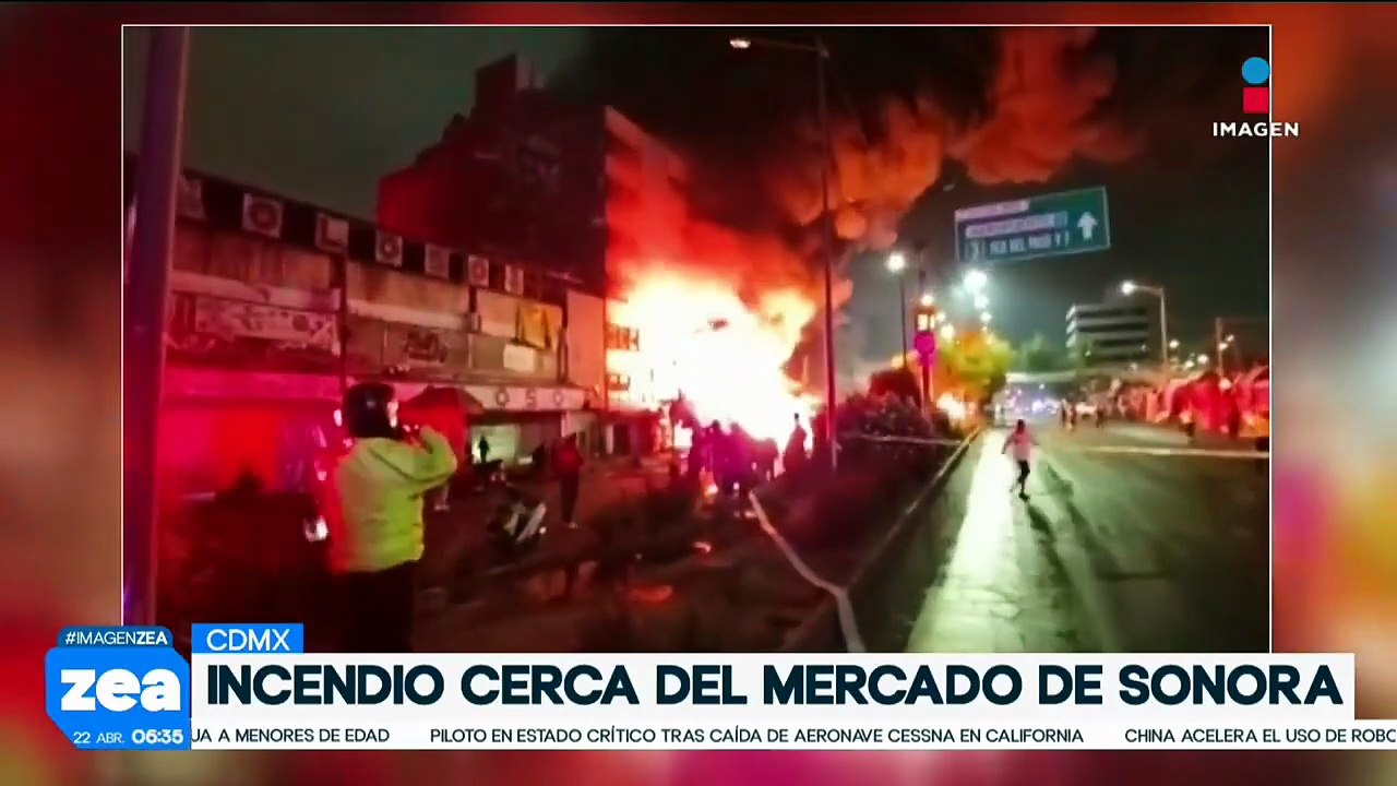 Se registra incendio frente al Mercado de Sonora