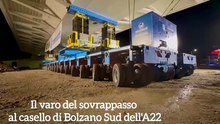 Bolzano sud, varo notturno del ponte sull'A22