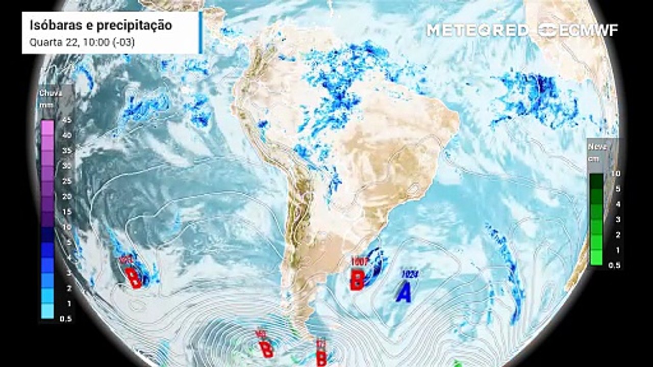 Quarta-feira, 22 de Abril: Intensa mudança do tempo traz grande queda nas temperaturas e chuvas fortes nos próximos dias