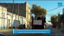 Los hinchas de Gimnasia viajan a Caseros en micros, autos y... ¡hasta en un camión!