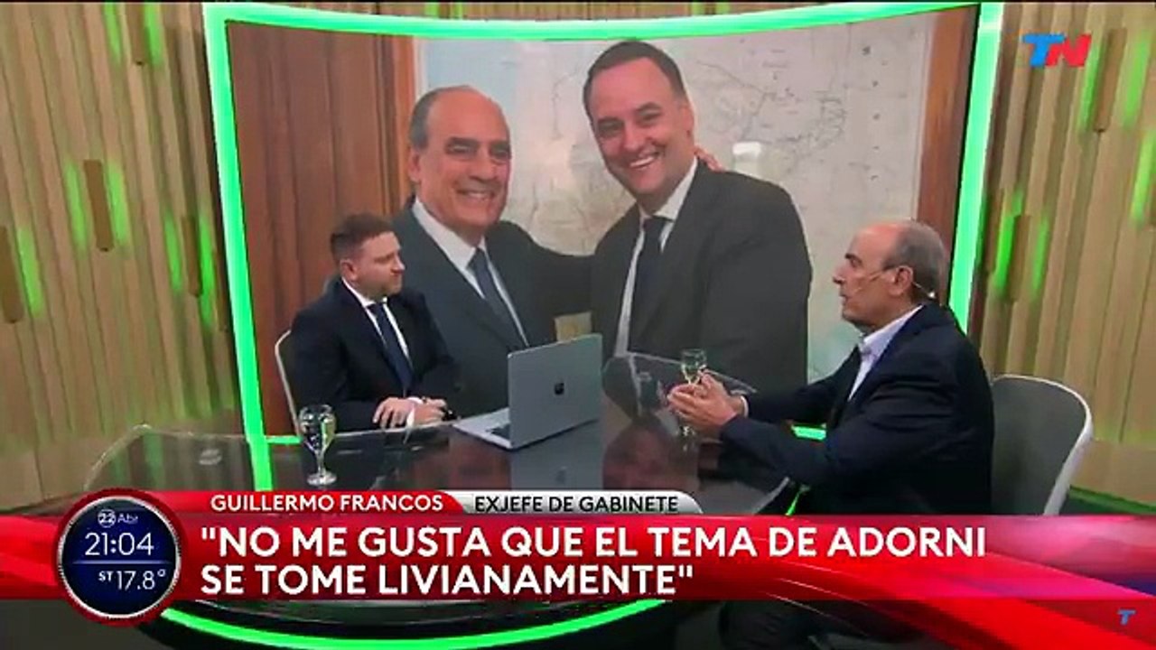 Francos: “A Adorni lo vi mal, soberbio”