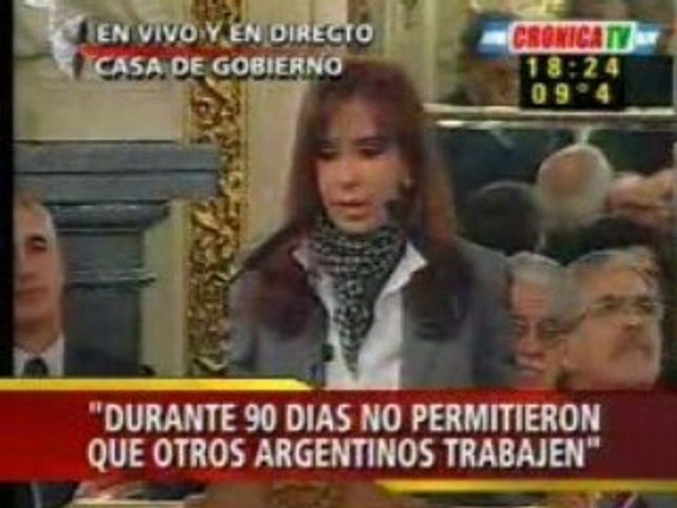 Discurso de Cristina a 90 días del lock out