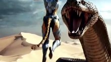 Cheetah humanoid vs giant snake fight,