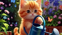 Peaceful Garden Moments with Adorable Orange Kitten 😻🌸🐾