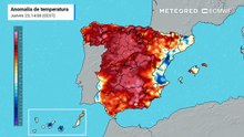 Anomalías de temperatura en superficie previstas para las próximas horas por el modelo europeo