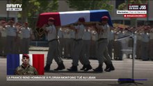 Le cercueil de l'adjudant Florian Montorio quitte la place d'armes du 17e RGP de Montauban